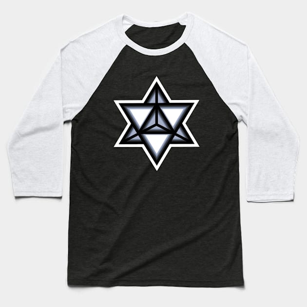 Merkaba Spiritual Symbol in White - Sacred Geometry Merkabah Shape - Merkaba Baseball T-Shirt by Bleeding Red Paint